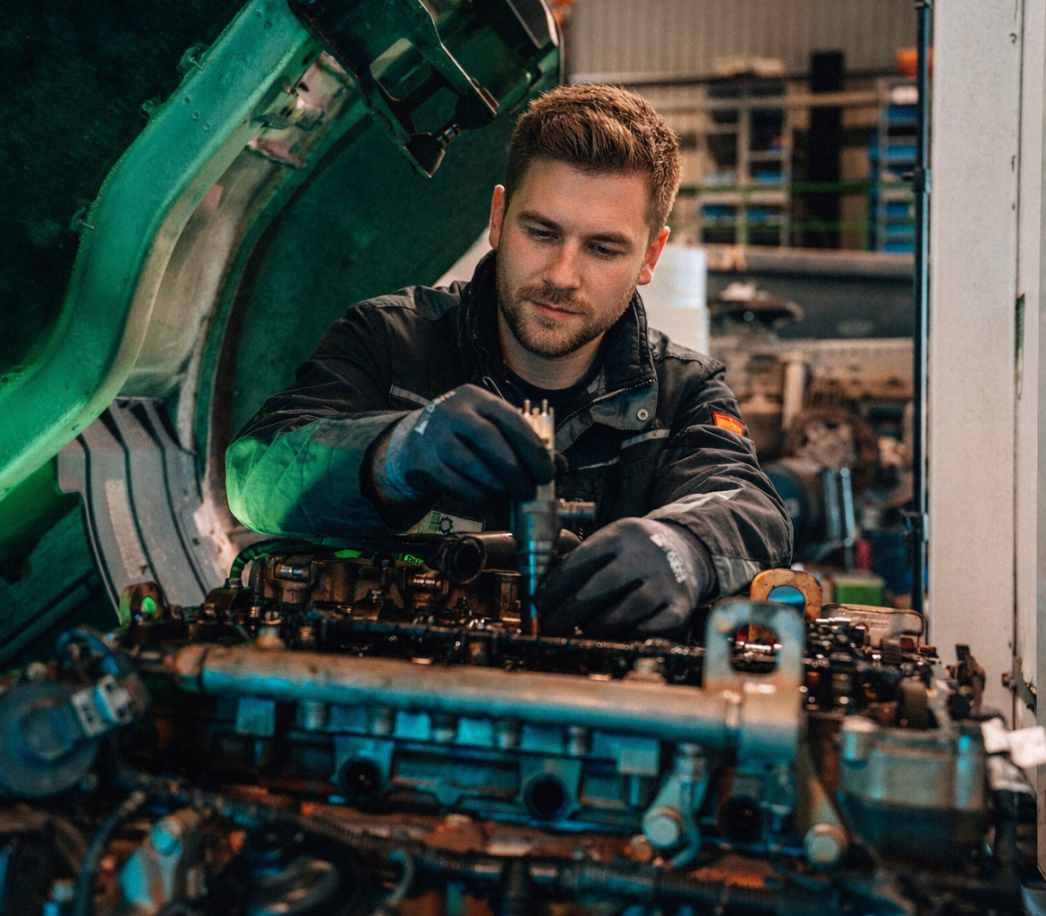 Klumpp Service GmbH - Mitarbeiter repariert Motor